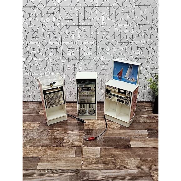 Barbie Doll Stereo System 3pc 1986 Multi Toys Radio Record Player Tape Deck 7''
